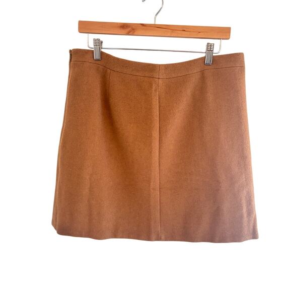 J Crew Mercantile skirt 12 Camel Tan Wool Blend Ruffle Office Career Work Outfit - Picture 2 of 4